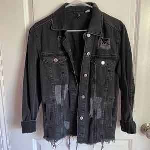 Distressed Black Denim Jacket